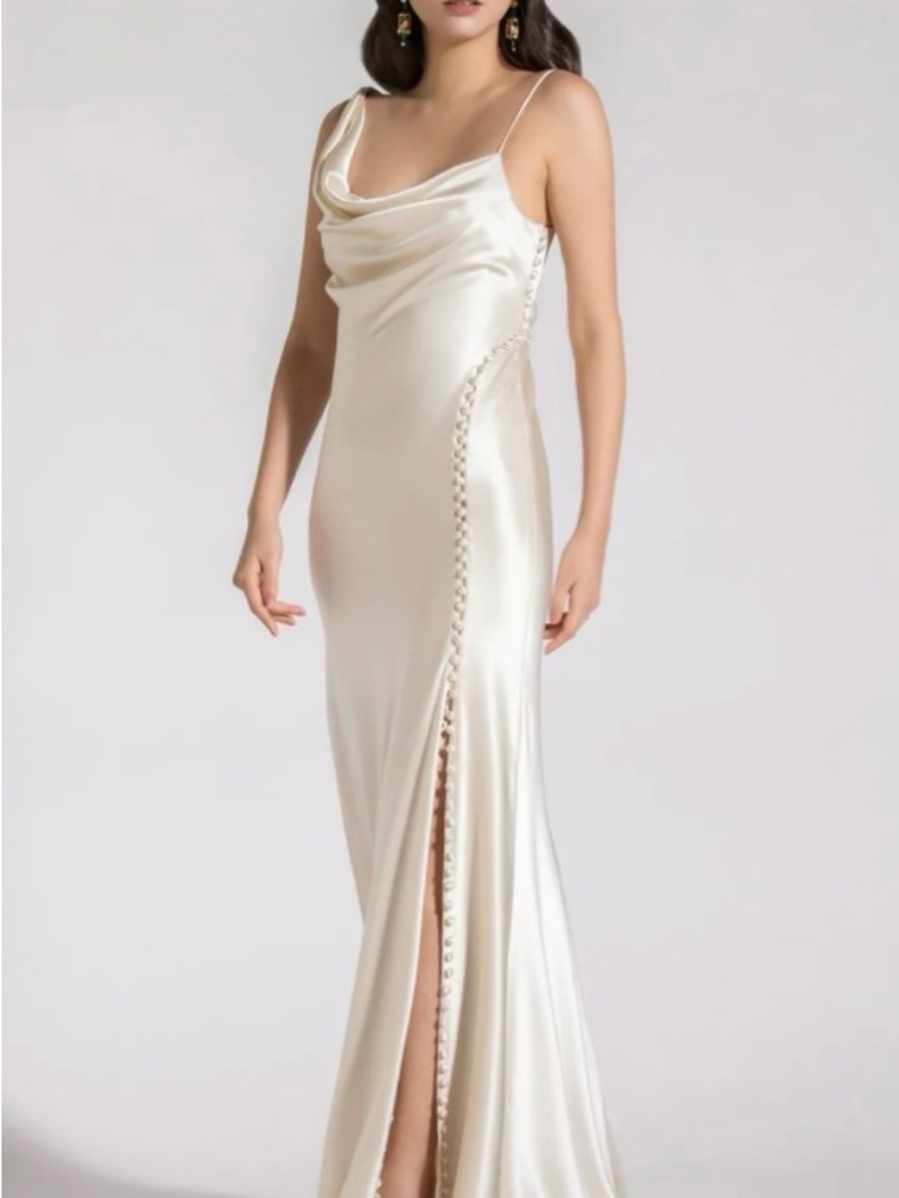 Watters Mirall Satin Cowl Slip Wedding Gown in Ivory